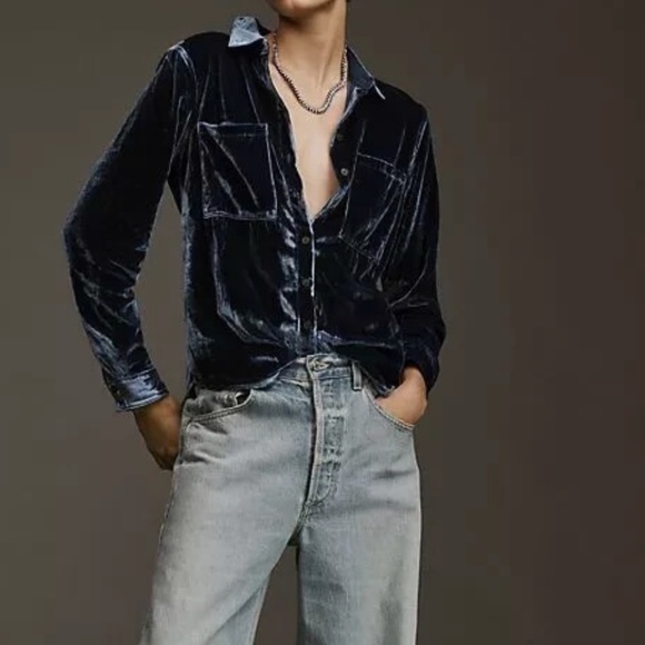 NWT - Pilcro Hadley Relaxed Button-down Velvet Edition - Picture 8 of 11
